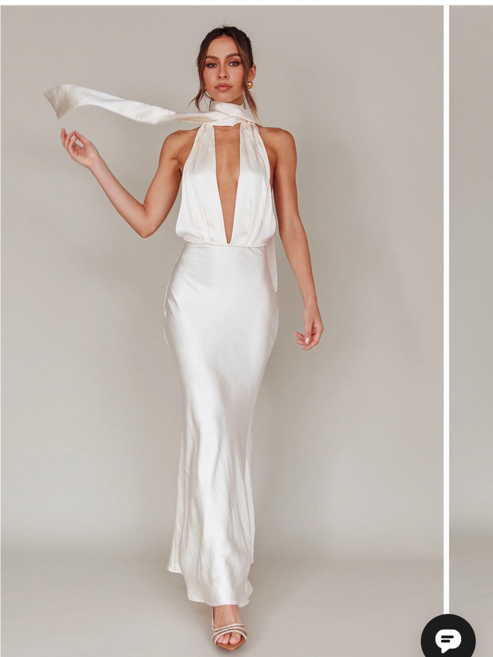 Selfie Leslie Ivory Satin Maxi Dress